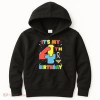 Its My 4th Birthday Kids Autism 4 Years Old Kids Hoodie thumb 0