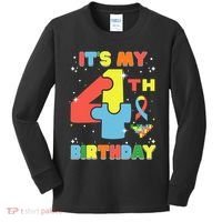 Its My 4th Birthday Kids Autism 4 Years Old Kids Long Sleeve Shirt thumb 0