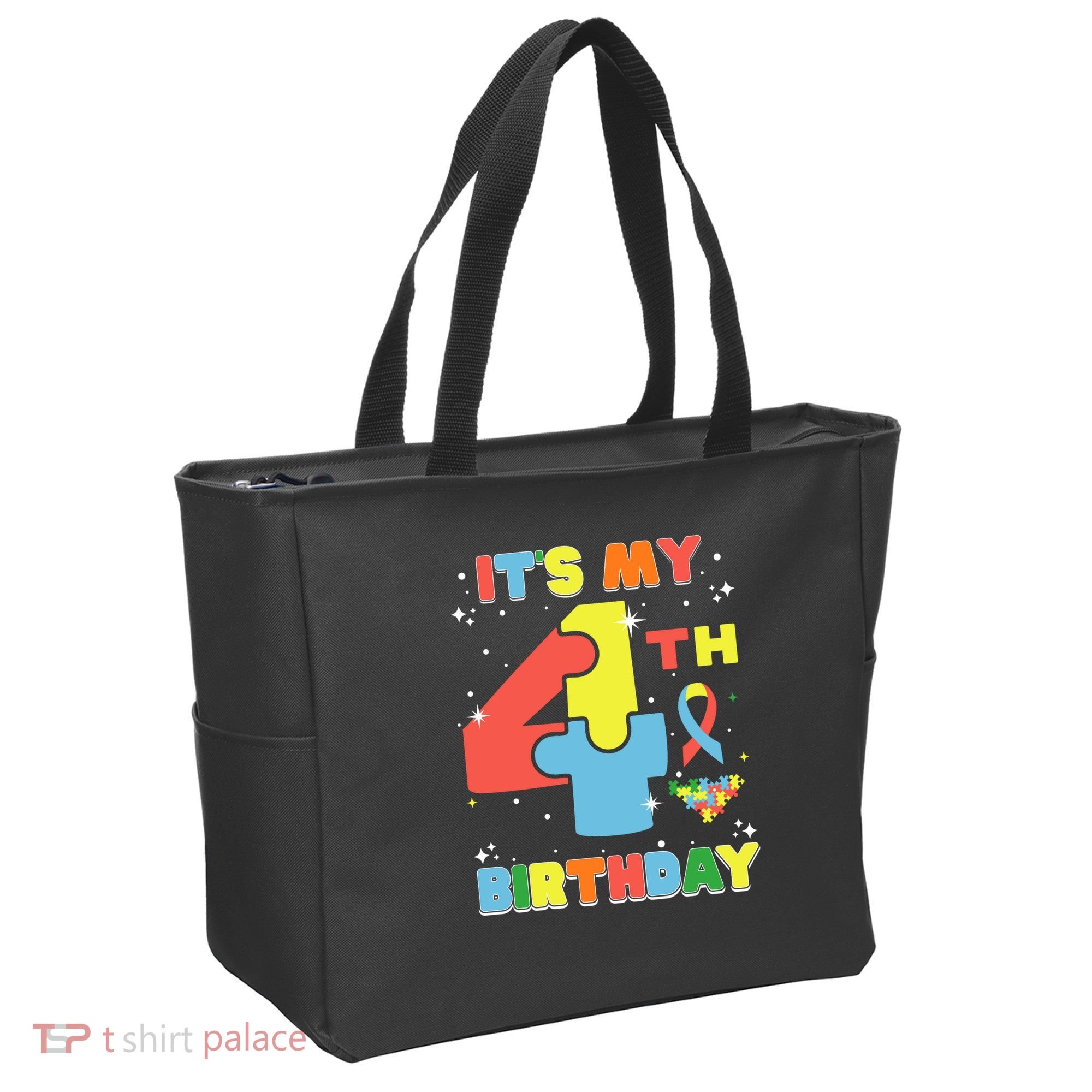 Its My 4th Birthday Kids Autism 4 Years Old Tote Bag