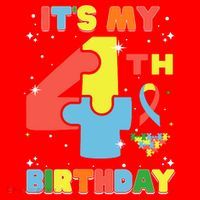 Its My 4th Birthday Kids Autism 4 Years Old Santa Hat thumb 1