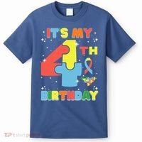 Its My 4th Birthday Kids Autism 4 Years Old T-Shirt thumb 0