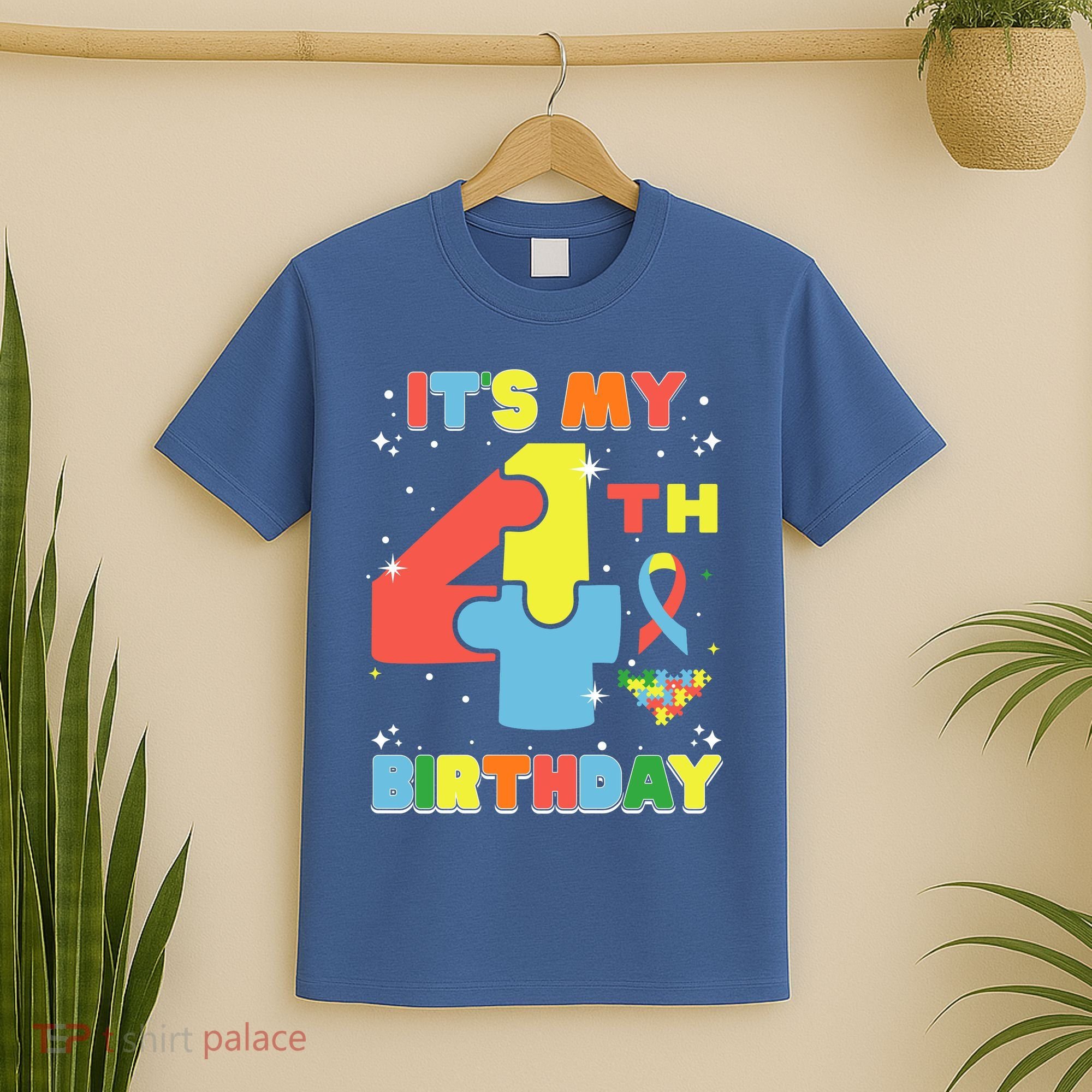 Its My 4th Birthday Kids Autism 4 Years Old T-Shirt