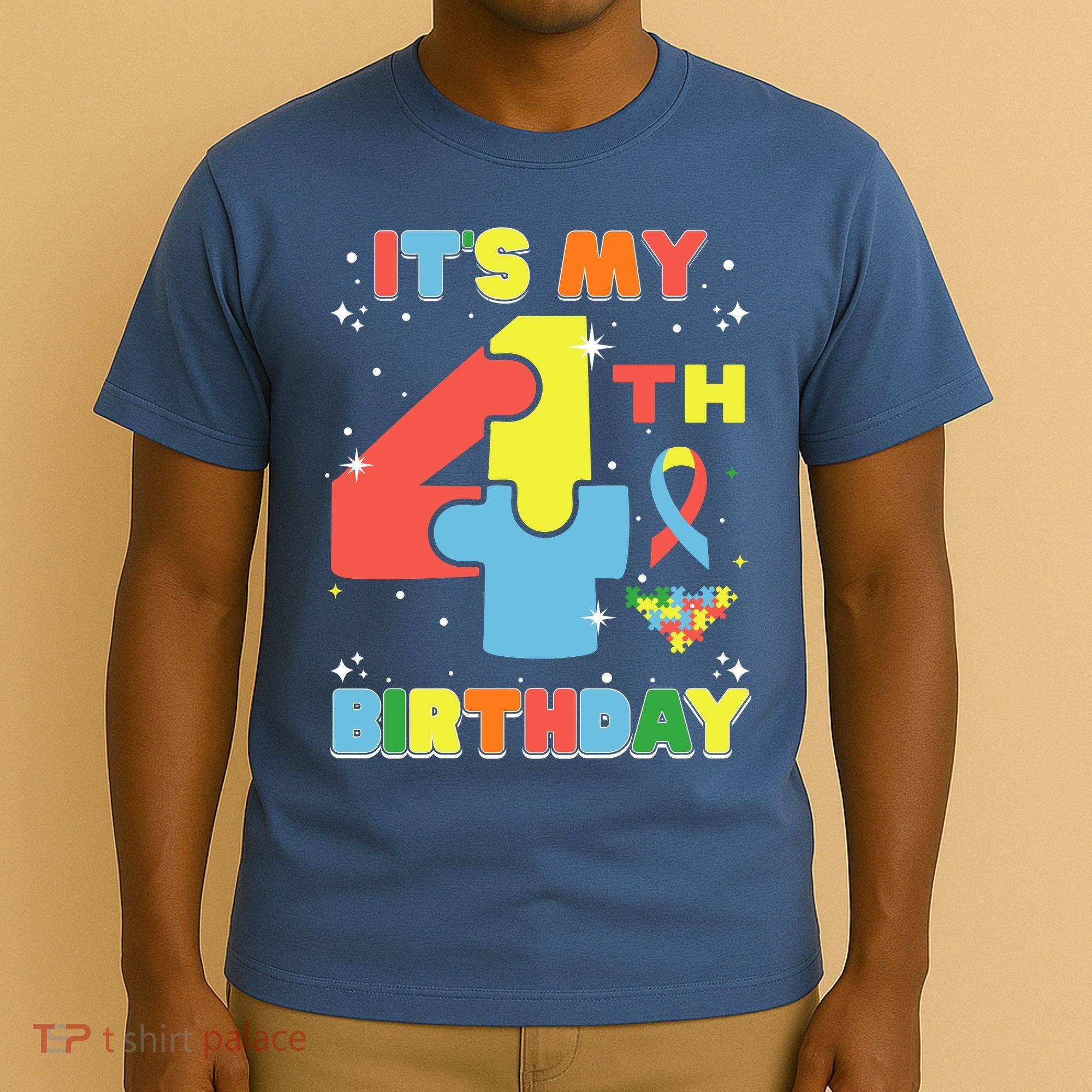 Its My 4th Birthday Kids Autism 4 Years Old T-Shirt