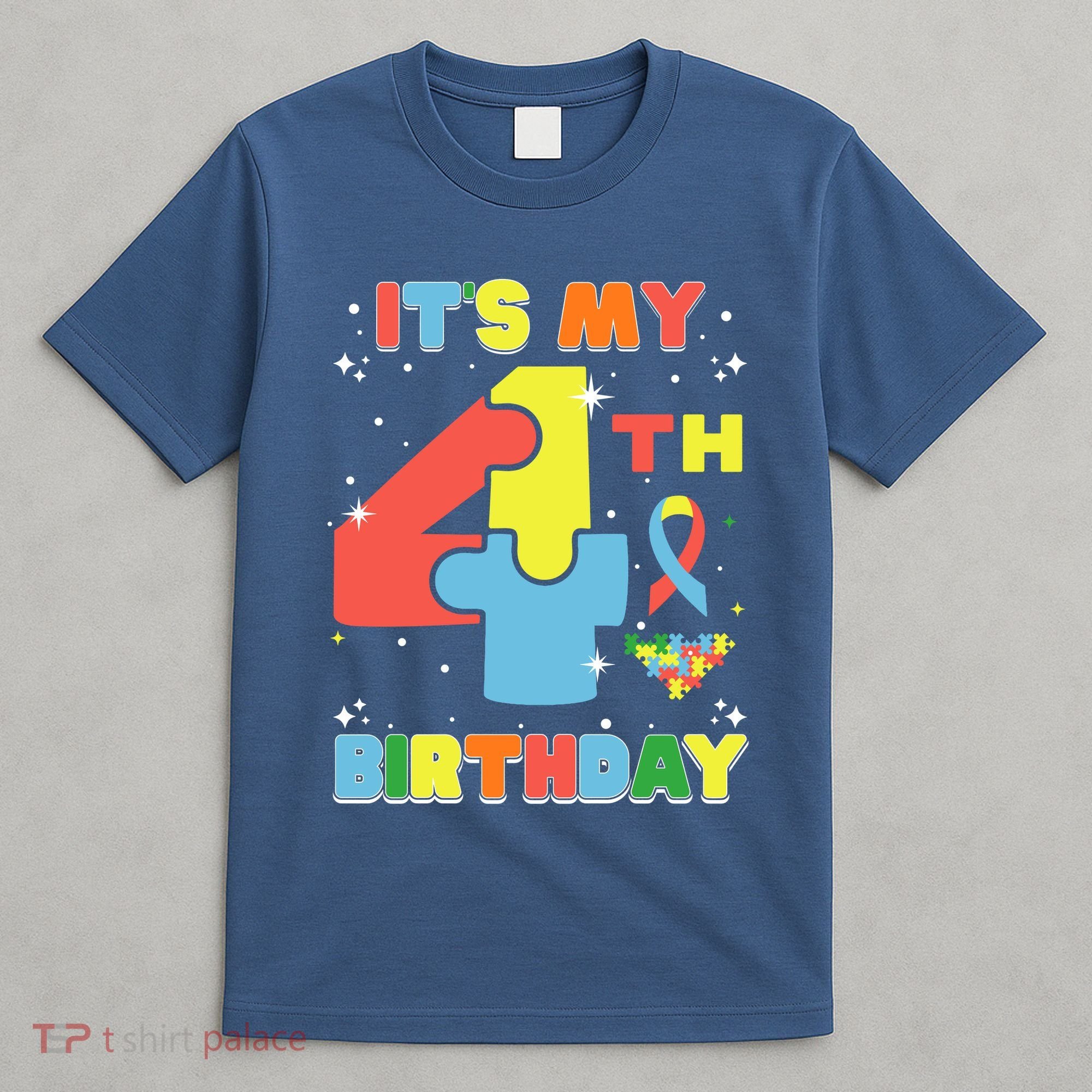 Its My 4th Birthday Kids Autism 4 Years Old T-Shirt