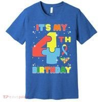 Its My 4th Birthday Kids Autism 4 Years Old Premium T-Shirt thumb 0