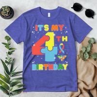 Its My 4th Birthday Kids Autism 4 Years Old Premium T-Shirt thumb 2
