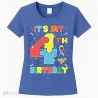 Its My 4th Birthday Kids Autism 4 Years Old Women's T-Shirt thumb 0