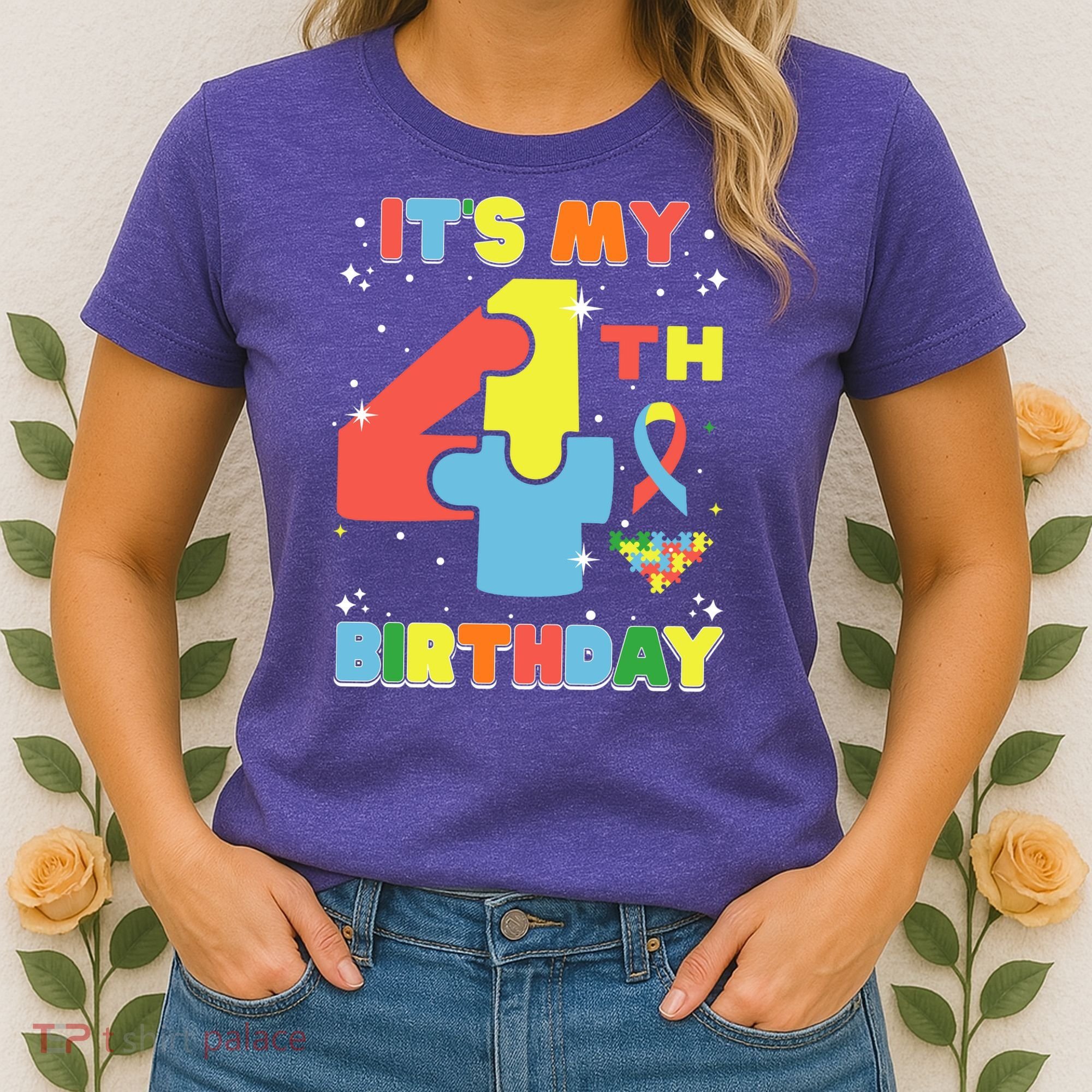 Its My 4th Birthday Kids Autism 4 Years Old Women's T-Shirt