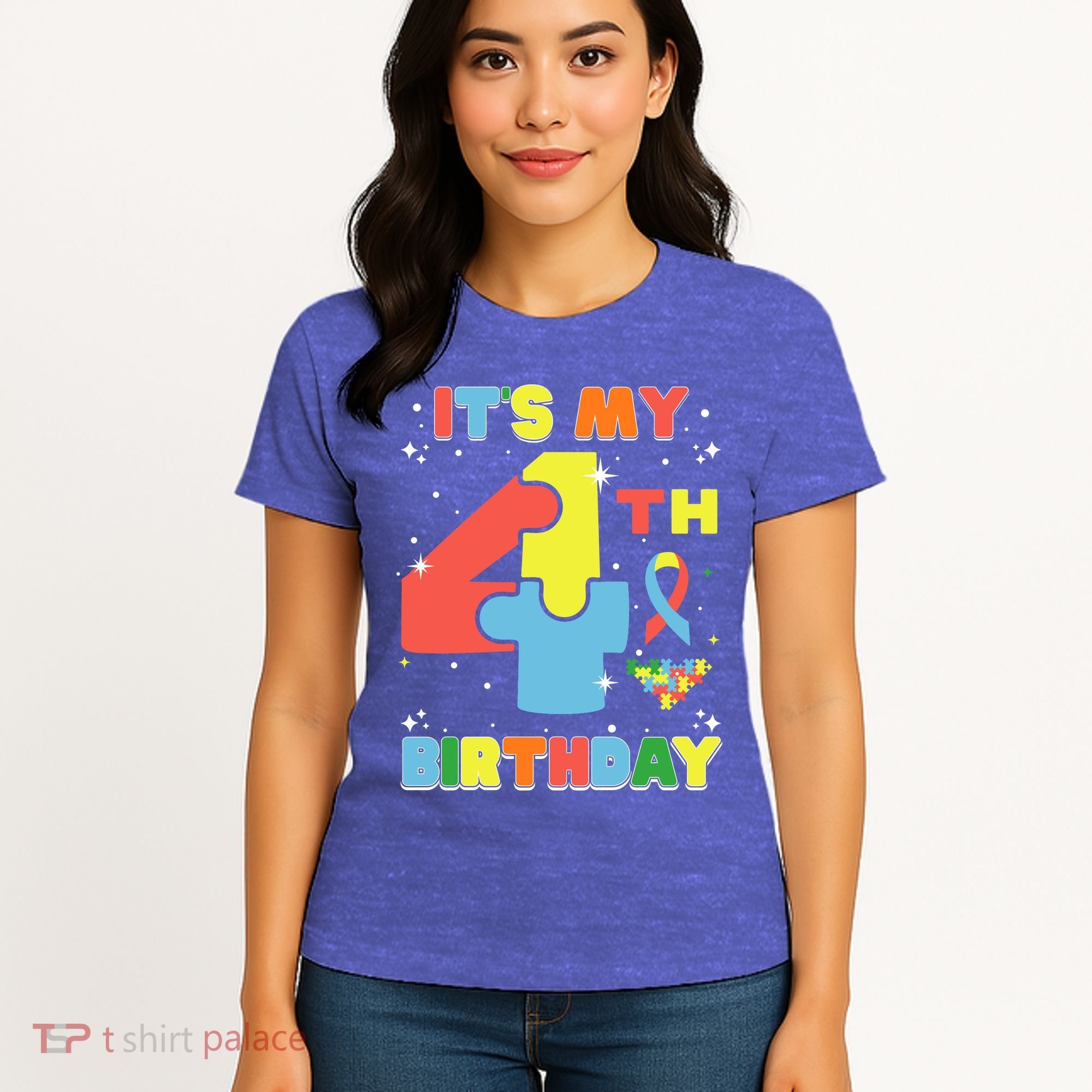 Its My 4th Birthday Kids Autism 4 Years Old Women's T-Shirt