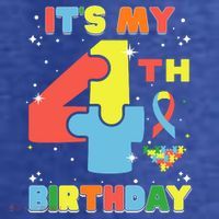 Its My 4th Birthday Kids Autism 4 Years Old Kids T-Shirt thumb 4