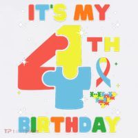 Its My 4th Birthday Kids Autism 4 Years Old Comfort Colors Garment-Dyed Hooded Sweatshirt thumb 2