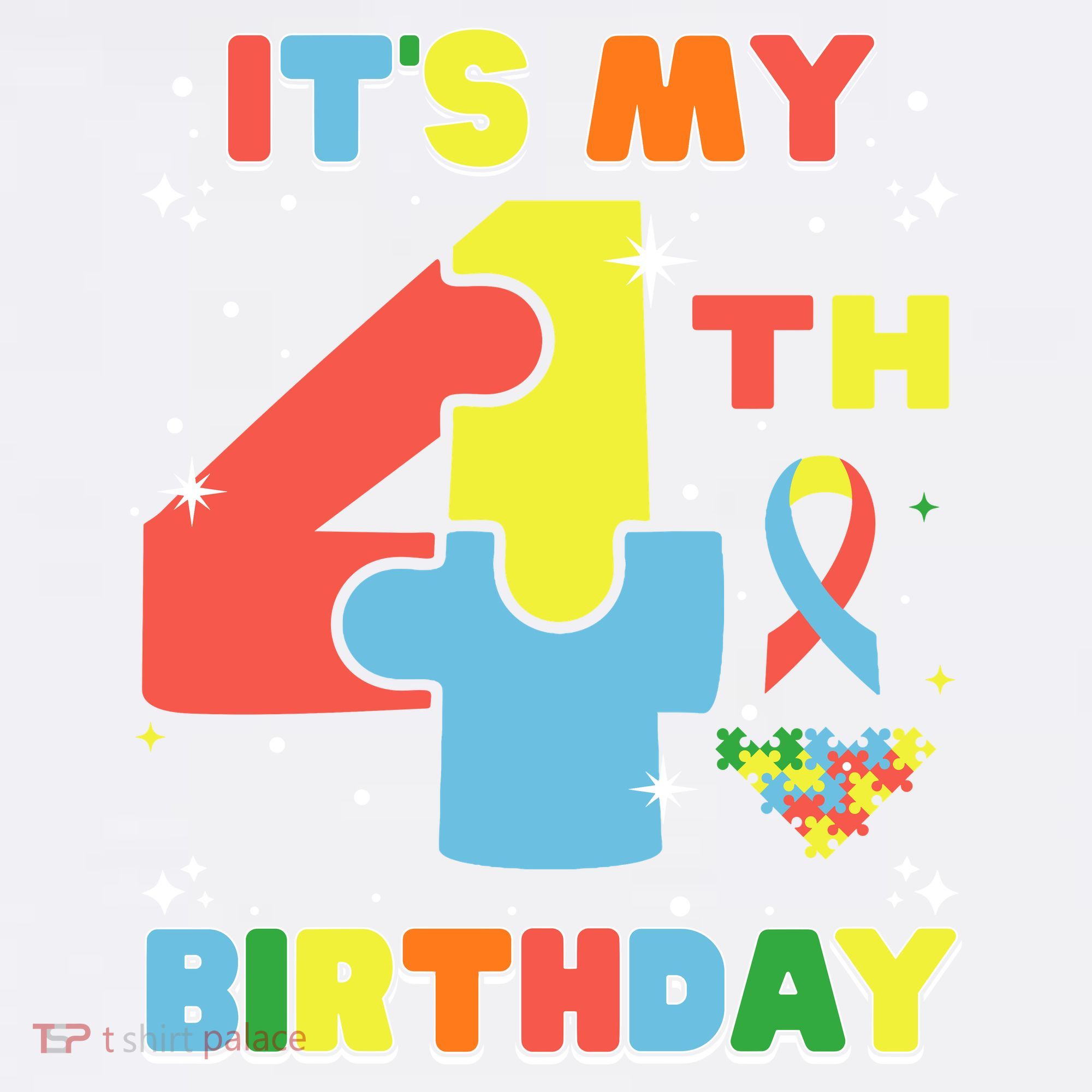 Its My 4th Birthday Kids Autism 4 Years Old Comfort Colors Garment-Dyed Hooded Sweatshirt