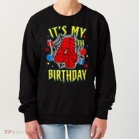 Its My 4th Birthday Spider Theme Party Turning 4yr Women's Sweatshirt thumb 0