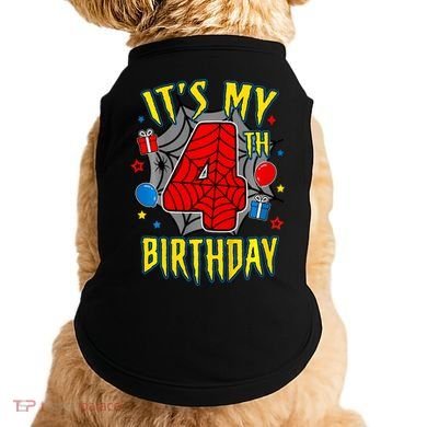 Its My 4th Birthday Spider Theme Party Turning 4yr Doggie Tank