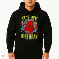Its My 4th Birthday Spider Theme Party Turning 4yr Hoodie thumb 2