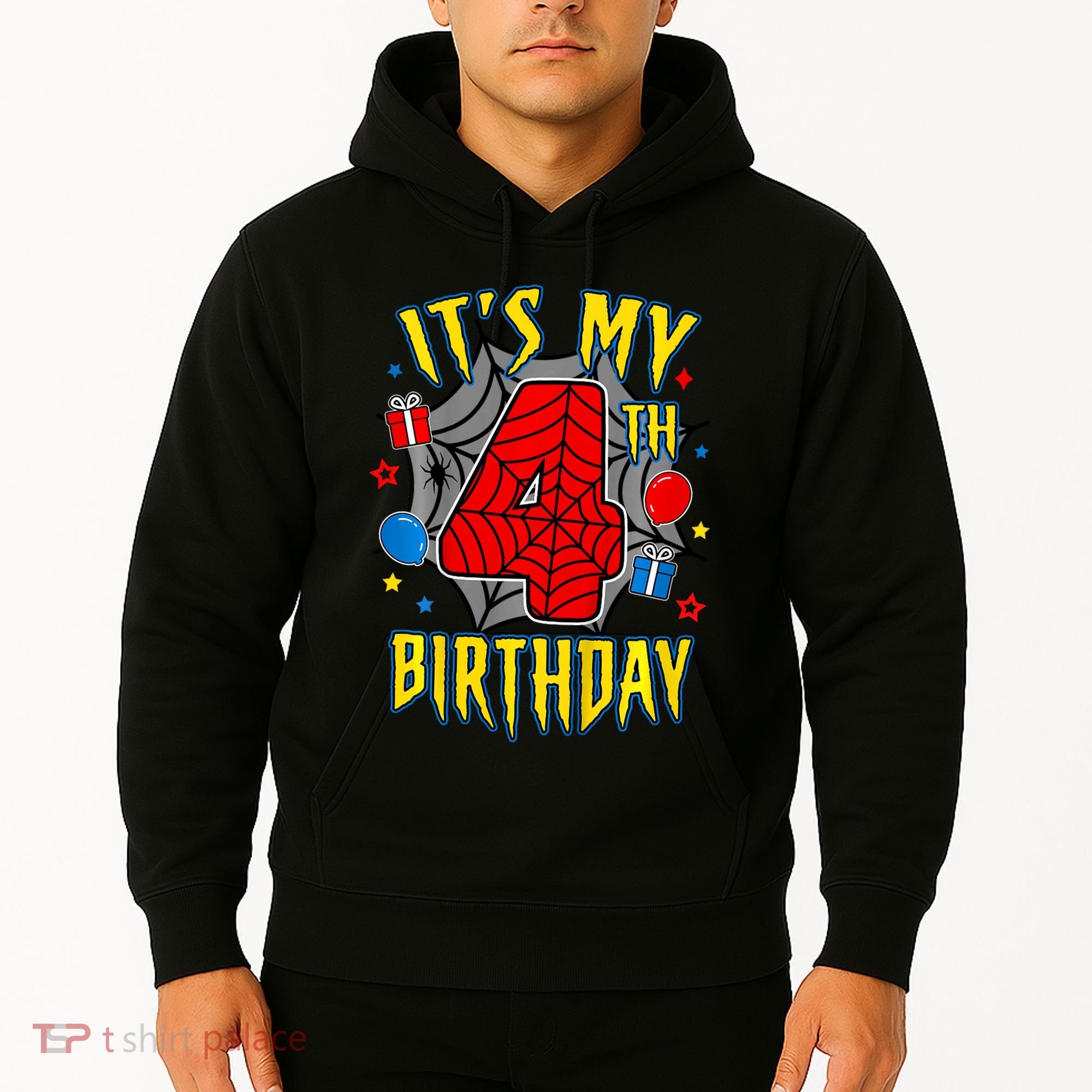 Its My 4th Birthday Spider Theme Party Turning 4yr Hoodie