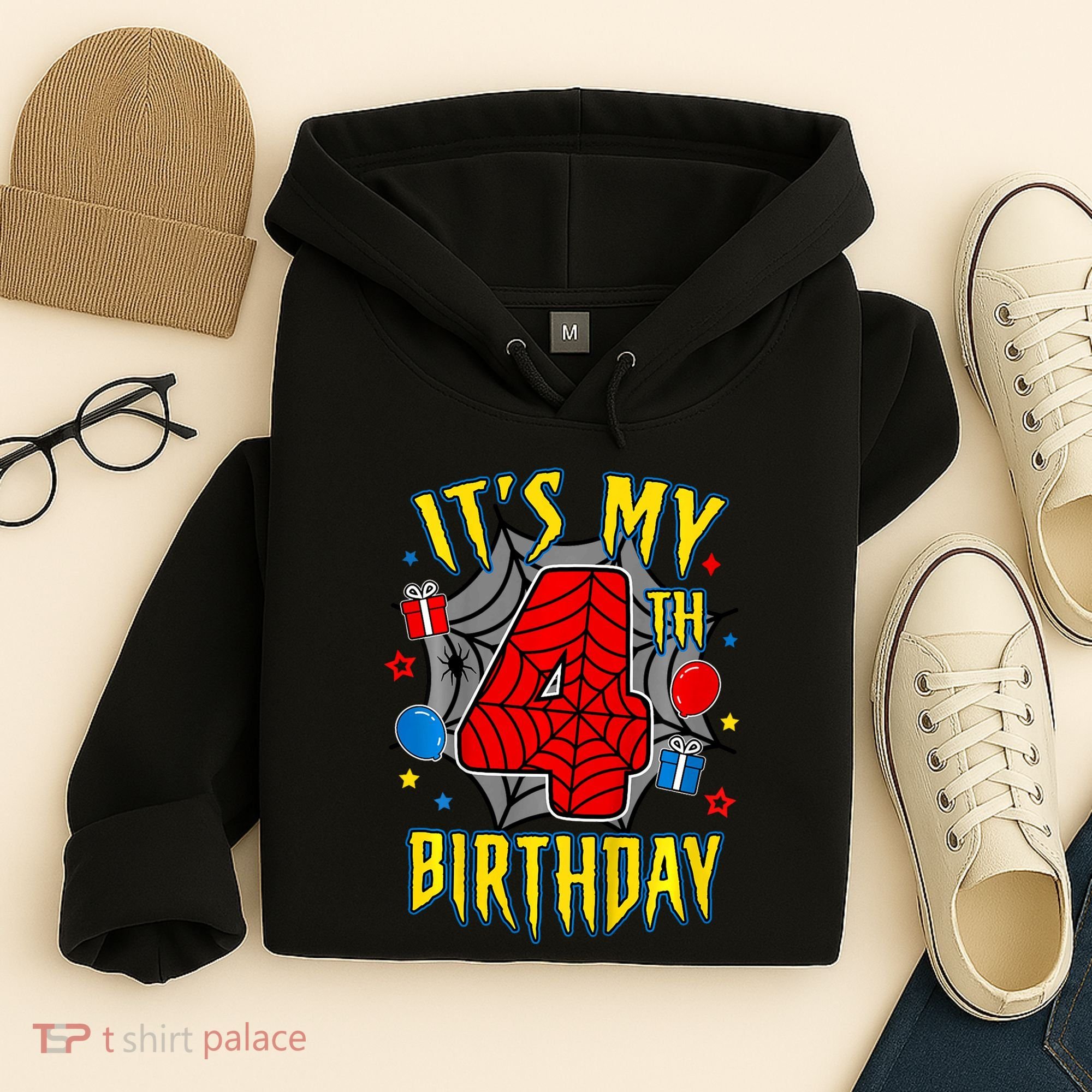 Its My 4th Birthday Spider Theme Party Turning 4yr Hoodie