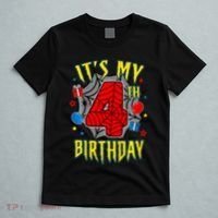 Its My 4th Birthday Spider Theme Party Turning 4yr T-Shirt thumb 5