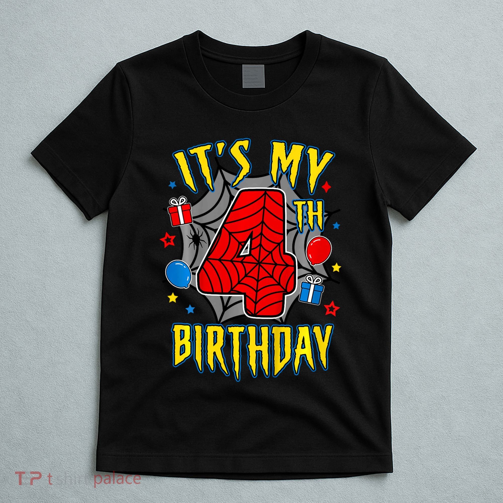 Its My 4th Birthday Spider Theme Party Turning 4yr T-Shirt