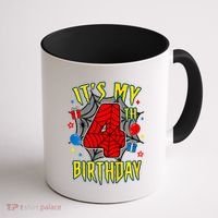 Its My 4th Birthday Spider Theme Party Turning 4yr Coffee Mug thumb 1