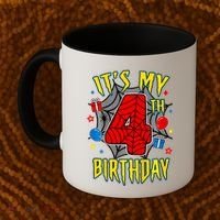 Its My 4th Birthday Spider Theme Party Turning 4yr Coffee Mug thumb 2