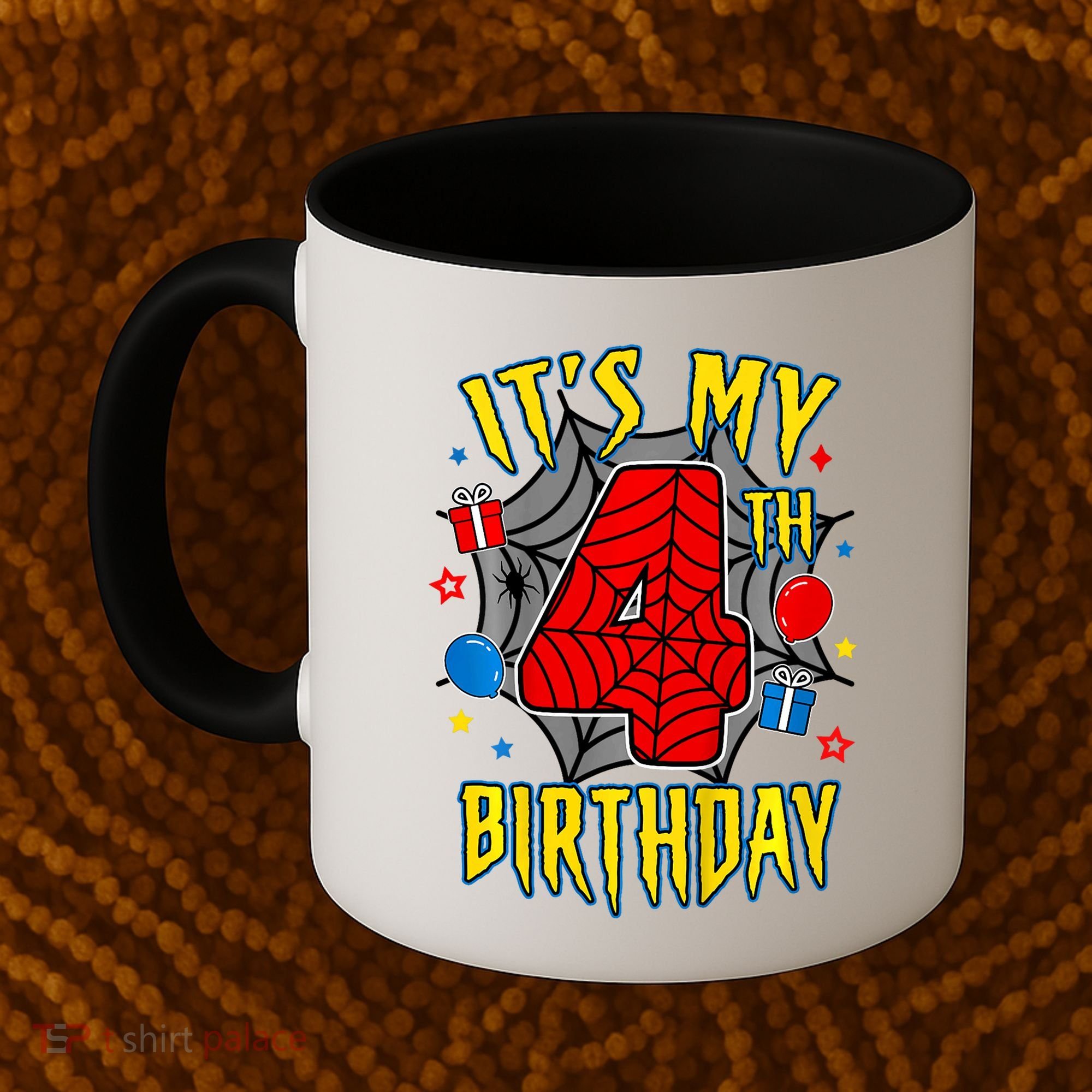 Its My 4th Birthday Spider Theme Party Turning 4yr Coffee Mug