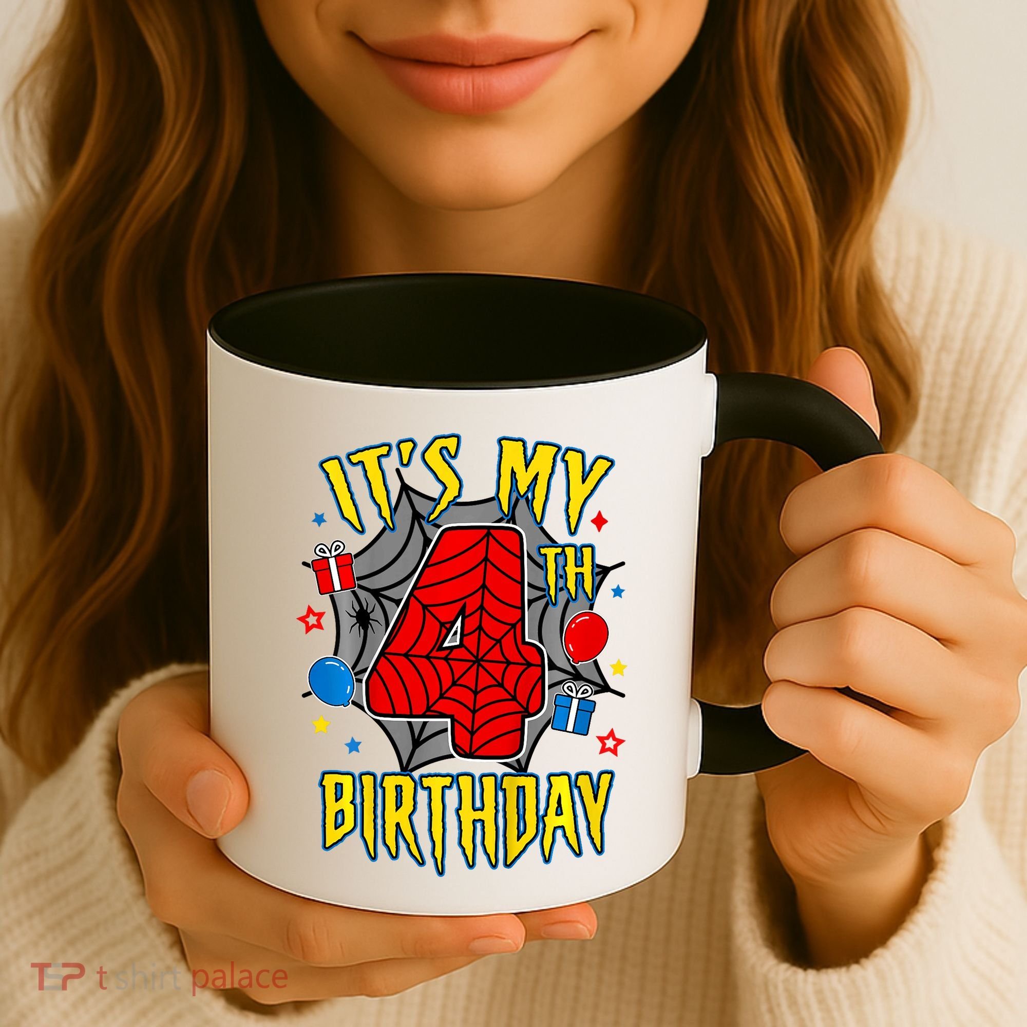 Its My 4th Birthday Spider Theme Party Turning 4yr Coffee Mug