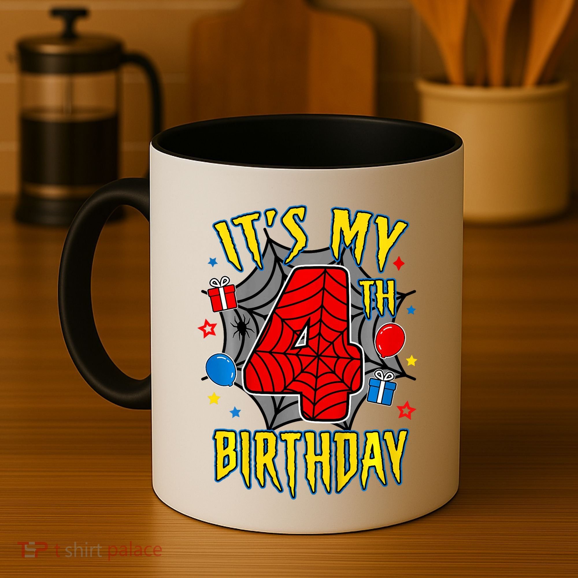 Its My 4th Birthday Spider Theme Party Turning 4yr Coffee Mug