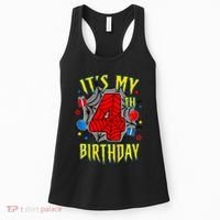Its My 4th Birthday Spider Theme Party Turning 4yr Women's Tank Top thumb 0