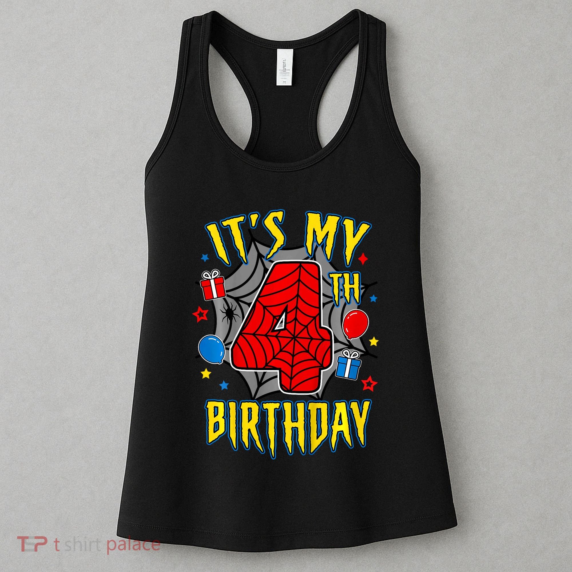 Its My 4th Birthday Spider Theme Party Turning 4yr Women's Tank Top
