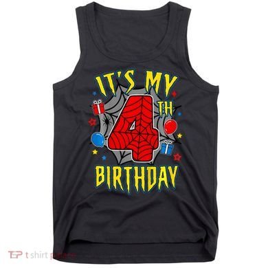 Its My 4th Birthday Spider Theme Party Turning 4yr Tank Top