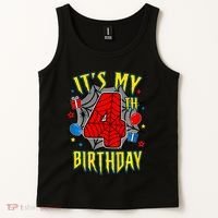 Its My 4th Birthday Spider Theme Party Turning 4yr Tank Top thumb 2