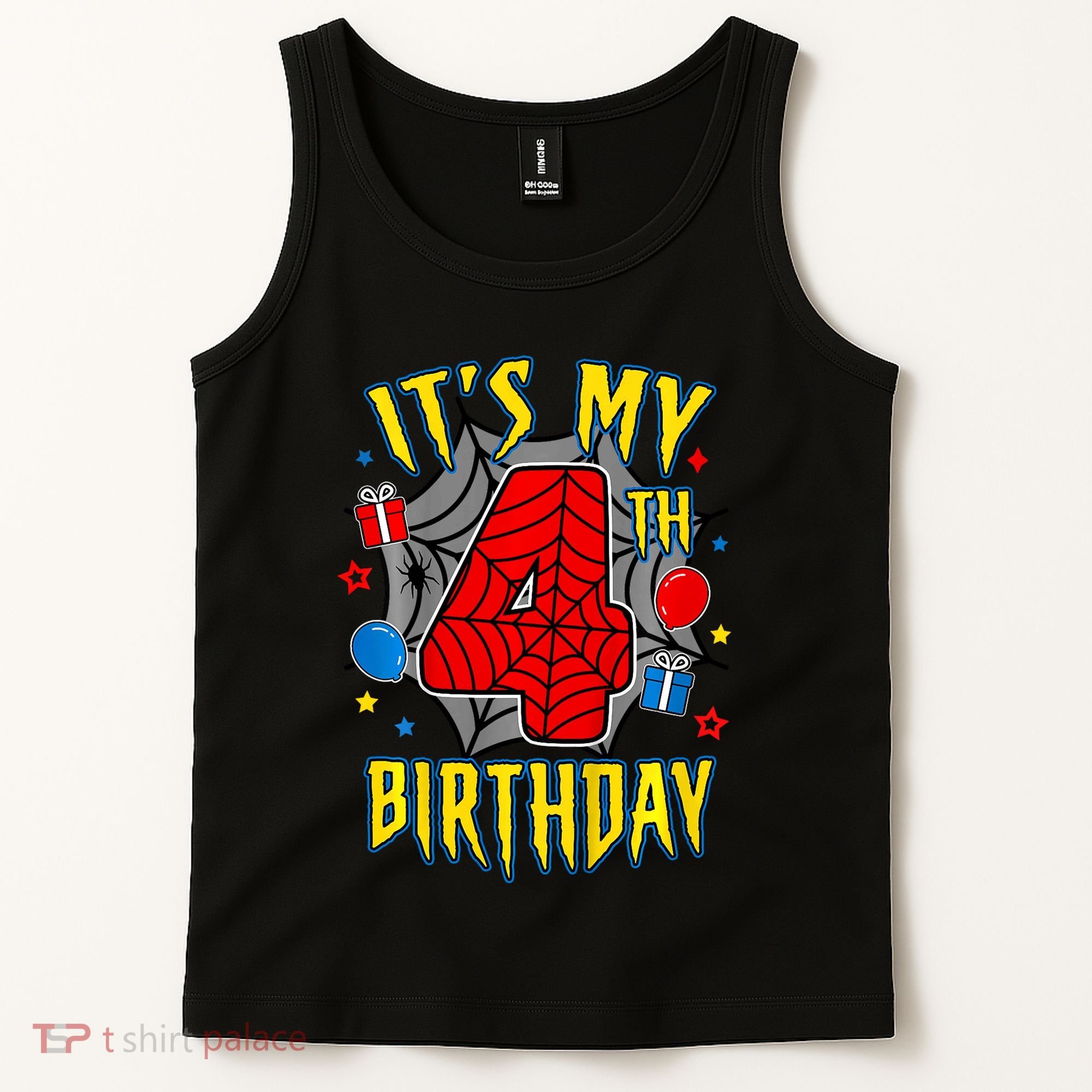 Its My 4th Birthday Spider Theme Party Turning 4yr Tank Top