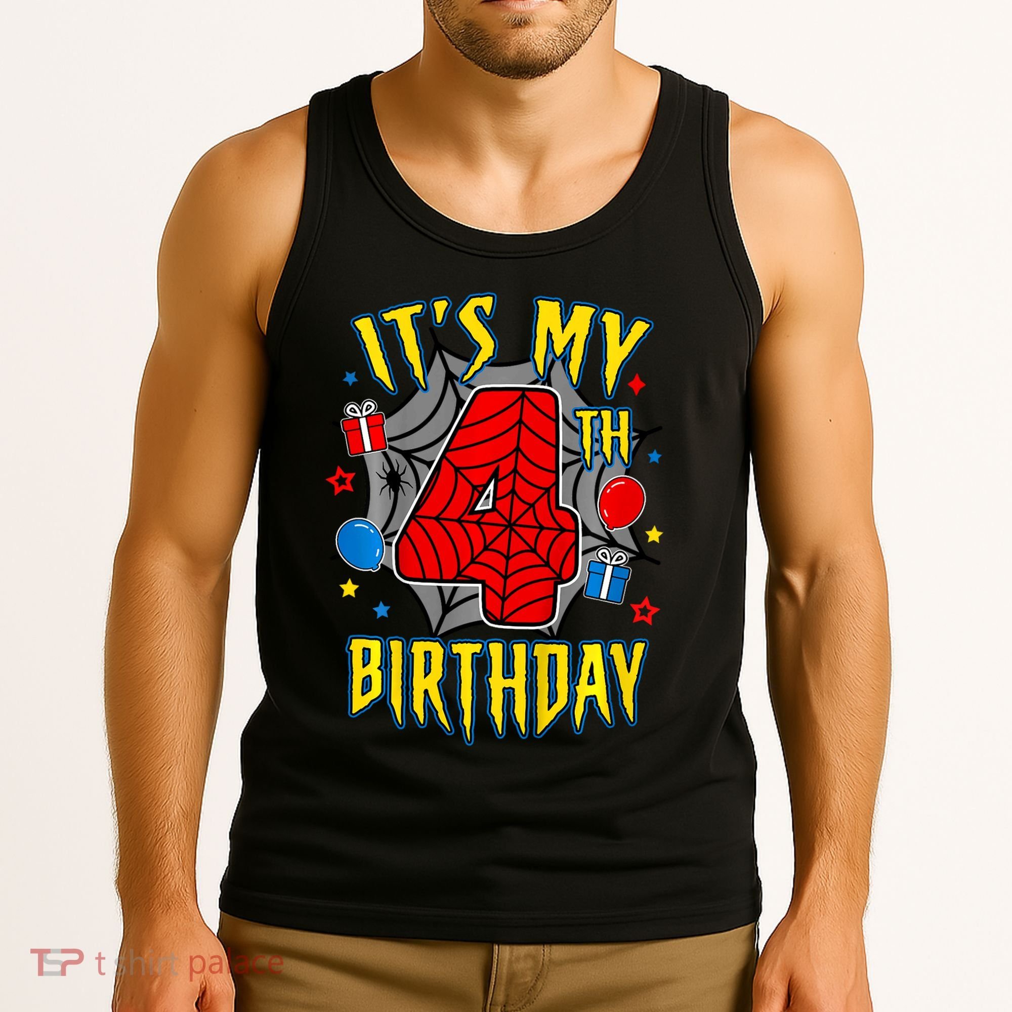 Its My 4th Birthday Spider Theme Party Turning 4yr Tank Top