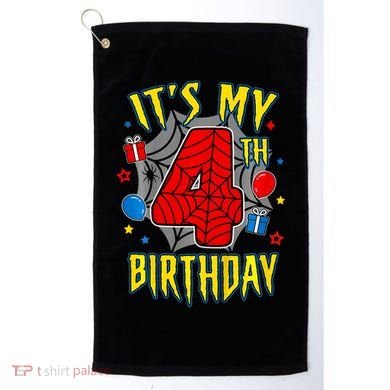 Its My 4th Birthday Spider Theme Party Turning 4yr Golf Towel