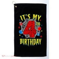 Its My 4th Birthday Spider Theme Party Turning 4yr Golf Towel thumb 0