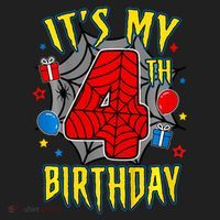 Its My 4th Birthday Spider Theme Party Turning 4yr Golf Towel thumb 3
