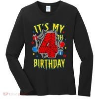 Its My 4th Birthday Spider Theme Party Turning 4yr Women's Long Sleeve Shirt thumb 0