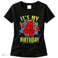 Its My 4th Birthday Spider Theme Party Turning 4yr Women's T-Shirt thumb 0