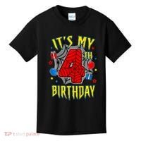 Its My 4th Birthday Spider Theme Party Turning 4yr Kids T-Shirt thumb 0