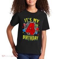 Its My 4th Birthday Spider Theme Party Turning 4yr Kids T-Shirt thumb 2