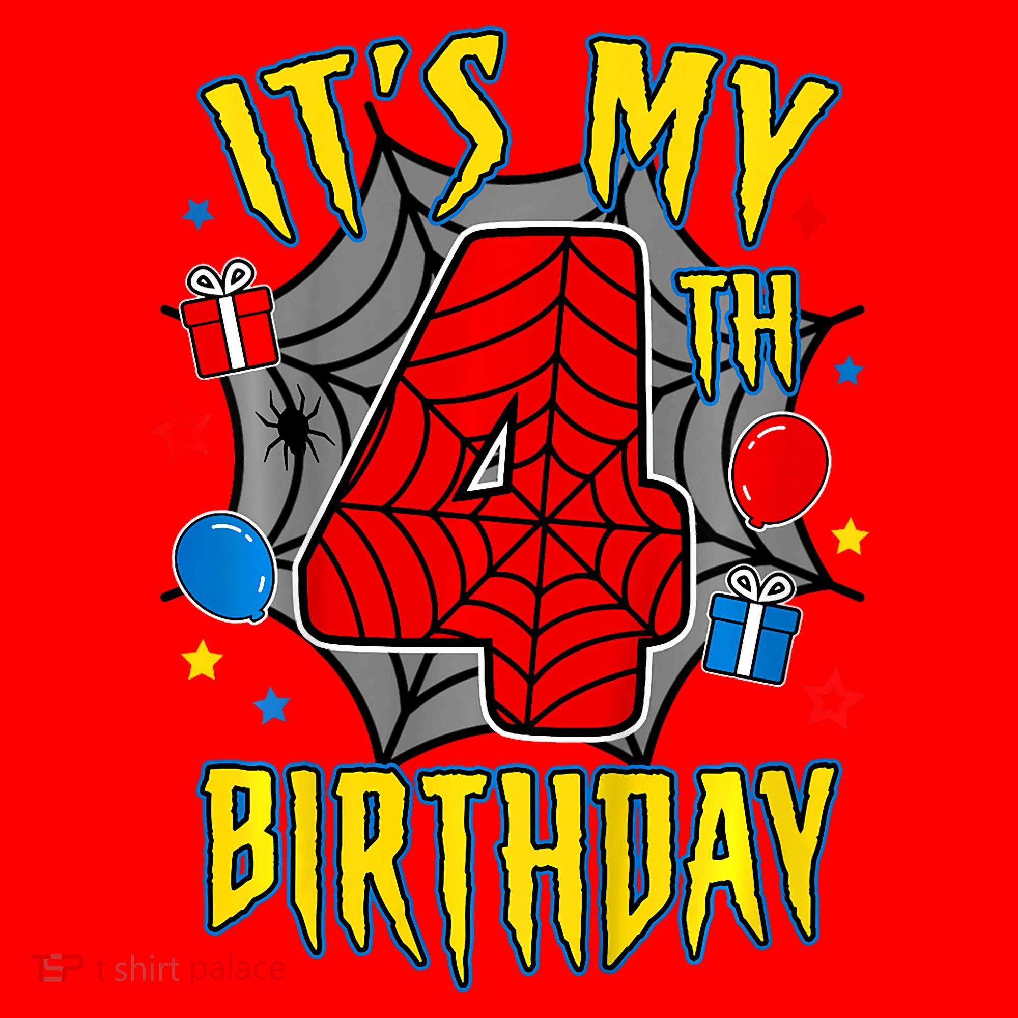 Its My 4th Birthday Spider Theme Party Turning 4yr Santa Hat