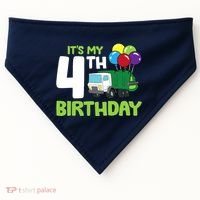 ItS My 4th Birthday Garbage Truck 4th Birthday USA-Made Doggie Bandana thumb 0