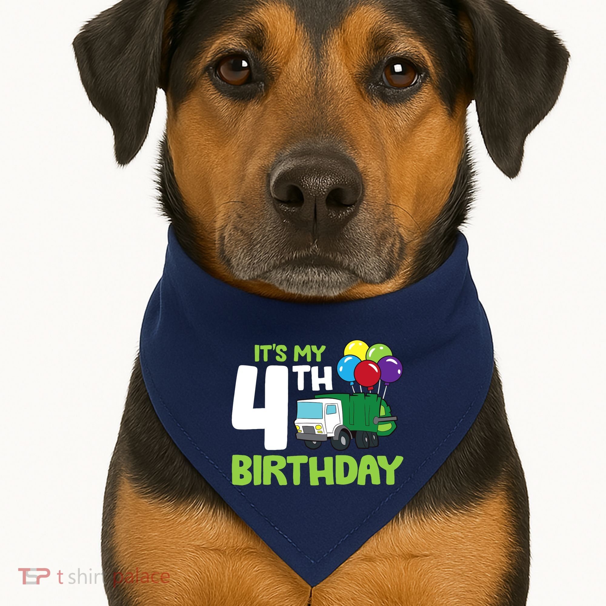 ItS My 4th Birthday Garbage Truck 4th Birthday USA-Made Doggie Bandana