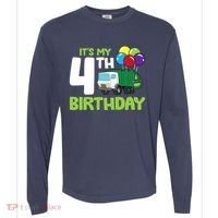 ItS My 4th Birthday Garbage Truck 4th Birthday Comfort Colors Heavyweight Long Sleeve T-Shirt thumb 0