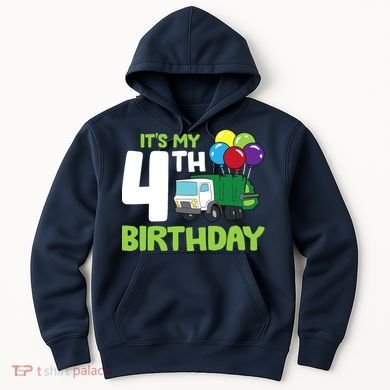 ItS My 4th Birthday Garbage Truck 4th Birthday Hoodie