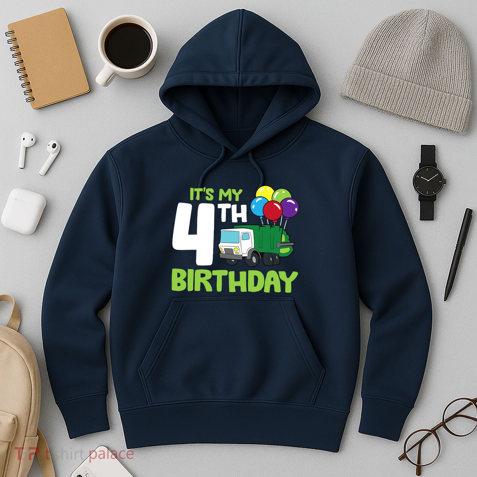 ItS My 4th Birthday Garbage Truck 4th Birthday Hoodie