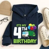 ItS My 4th Birthday Garbage Truck 4th Birthday Hoodie thumb 4