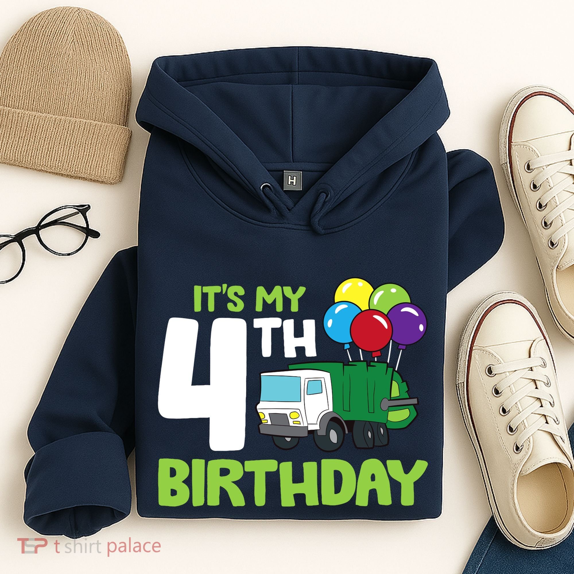 ItS My 4th Birthday Garbage Truck 4th Birthday Hoodie