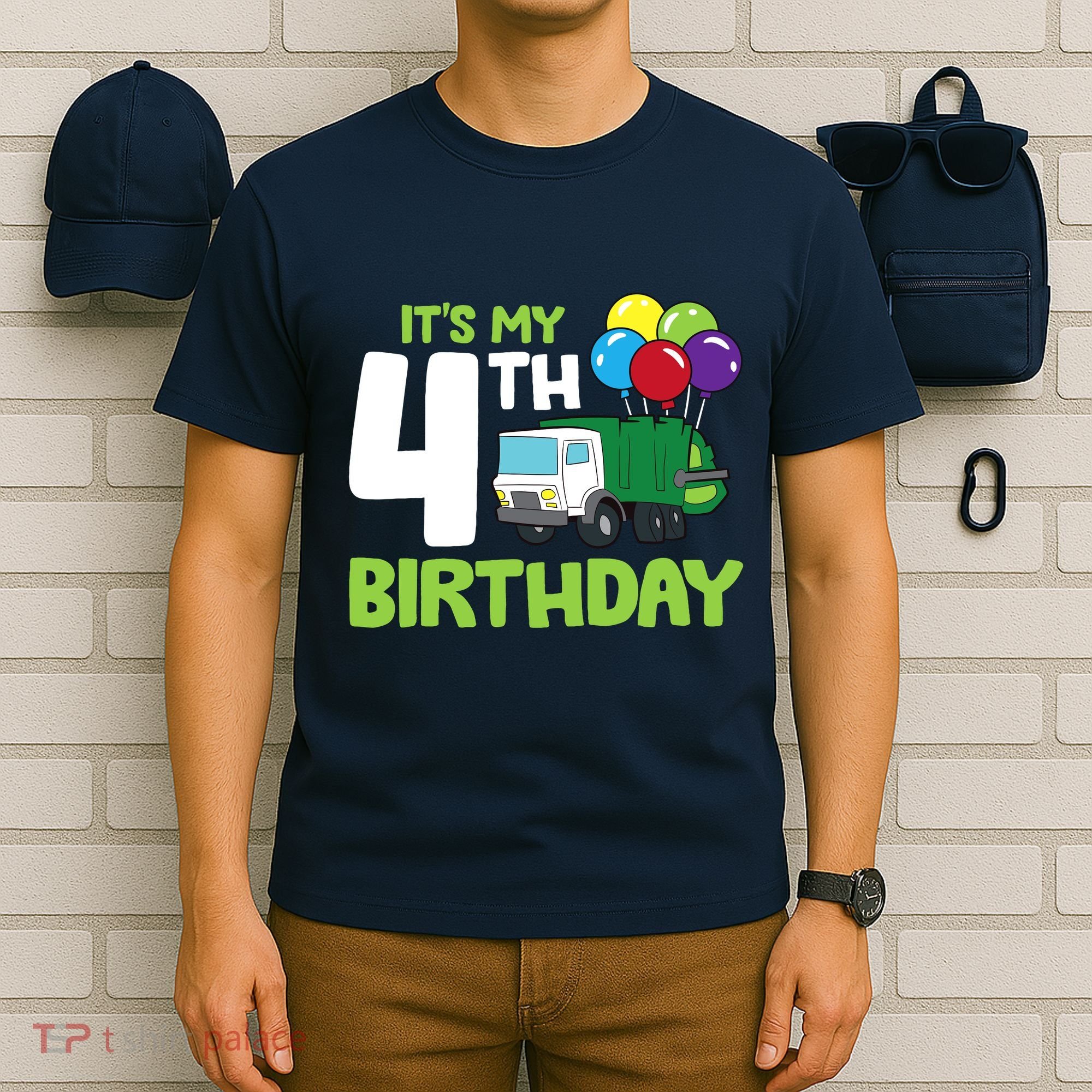 ItS My 4th Birthday Garbage Truck 4th Birthday T-Shirt